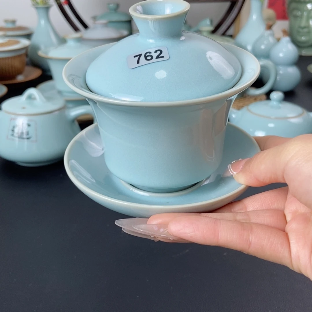 微瑕天青元宝盖碗762号