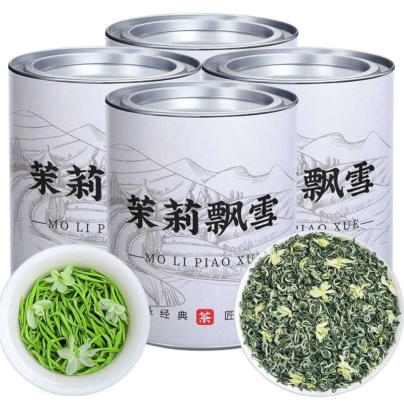 茉莉花茶飘雪正宗浓香型花草香传统茉莉花茶茶叶新茶绿茶罐装茶叶