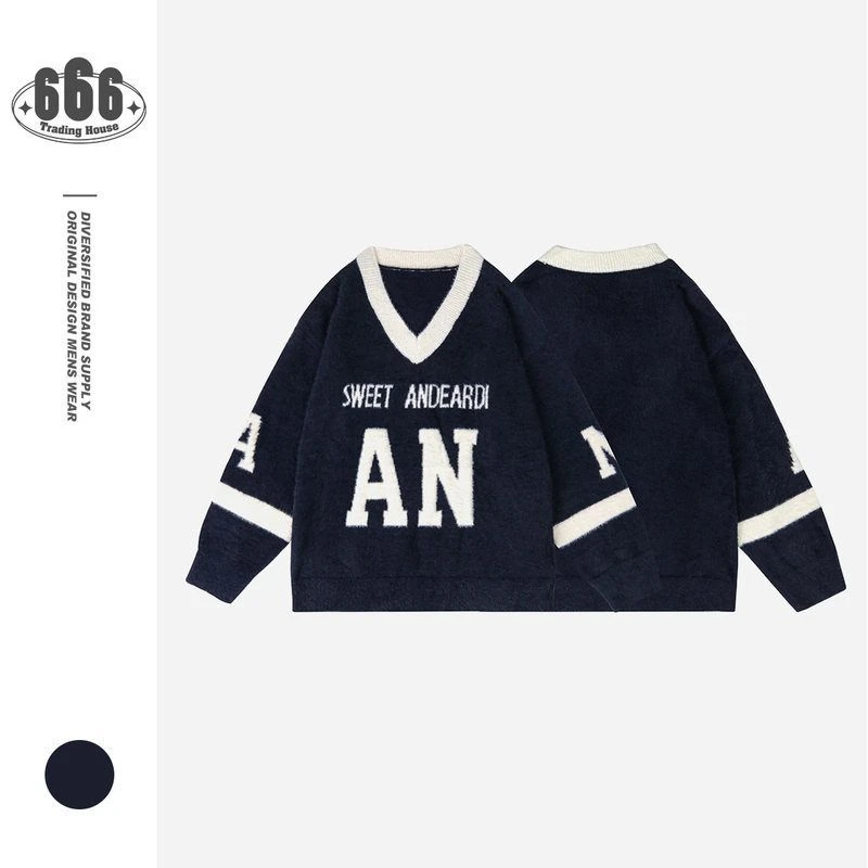 爱之蔓冬季复古针织衫爱心领套头女毛衣