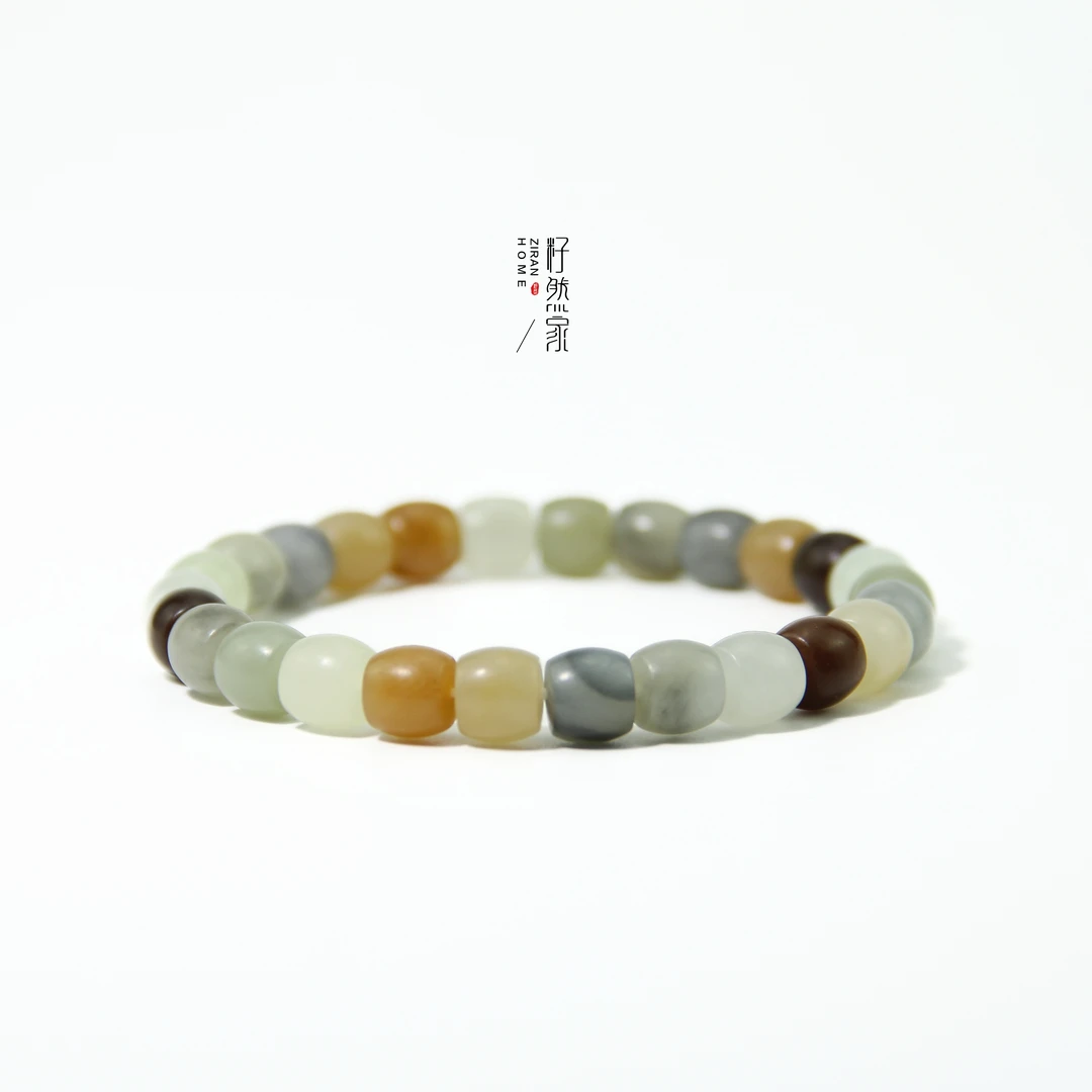 天然新疆和田玉楼兰三色高阶细料直切手串8mm（多样性发其一）