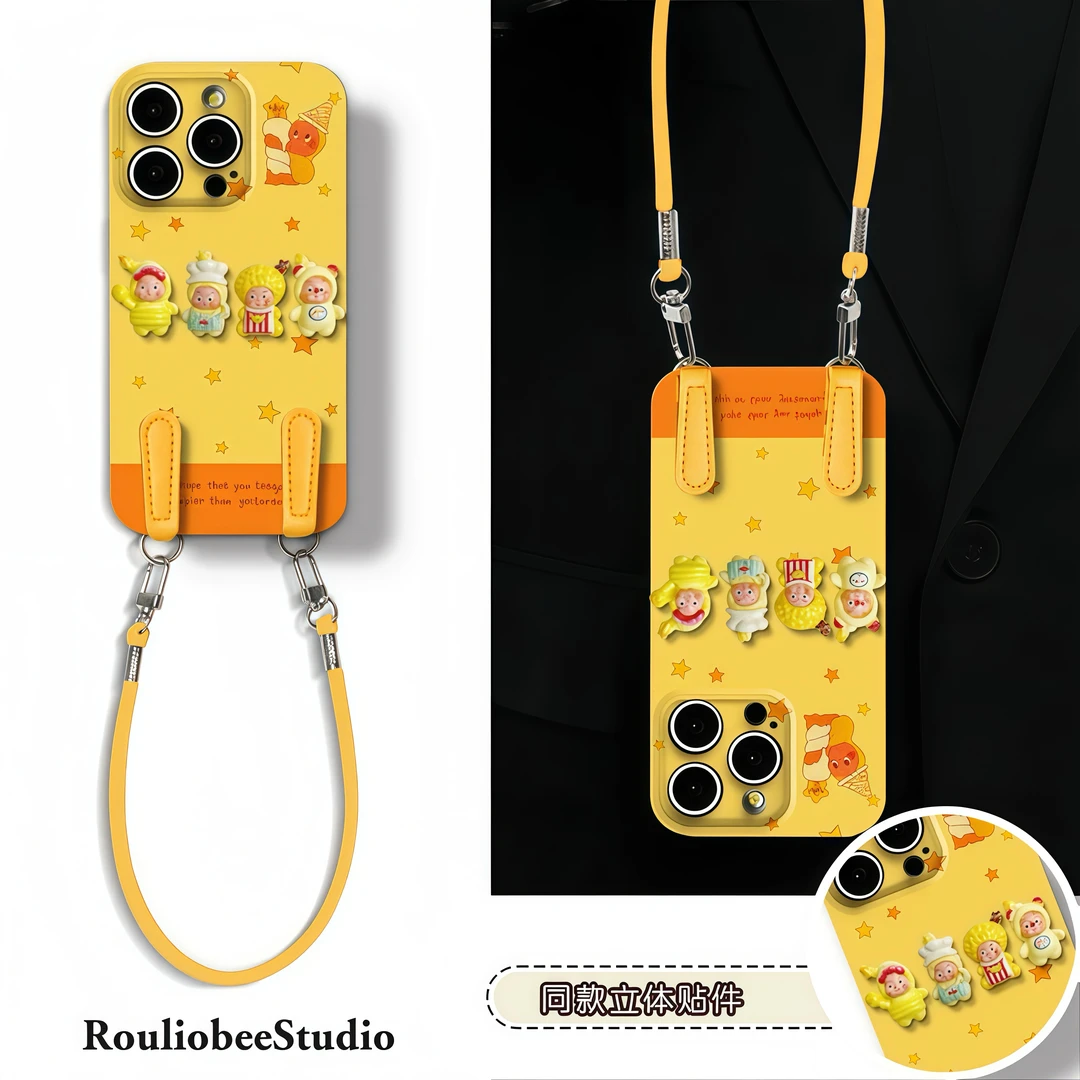 蜡烛星星人贴件挂绳适用苹果17/16手机壳iPhone14华为vivoppo小米