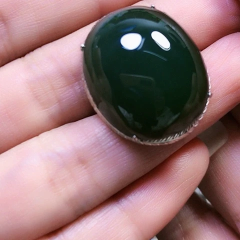 和田玉银S925镶嵌戒指