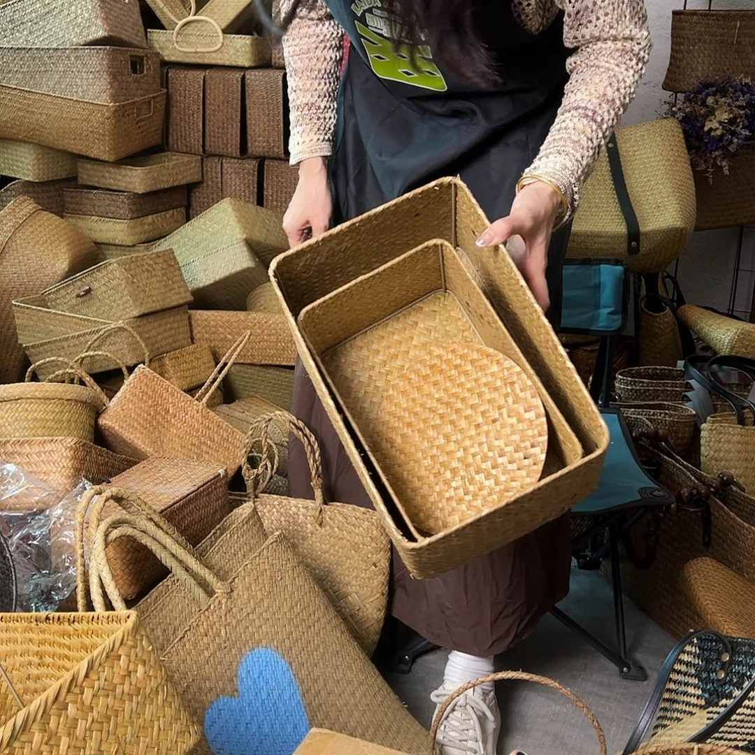 编织带草编包/草编收纳盒微瑕疵