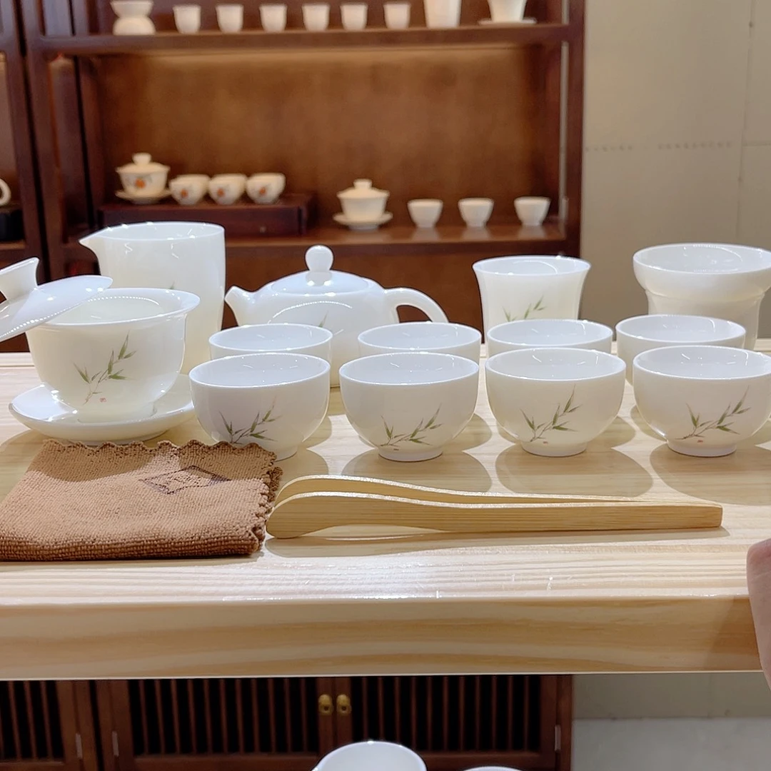 瓷片玄致羊脂玉瓷茶具套装