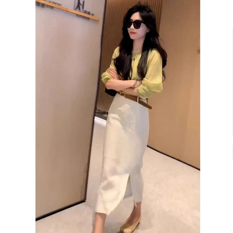 夏季大方得体气质轻奢高级感女人味正式场合黄色衬衫连衣裙套装女