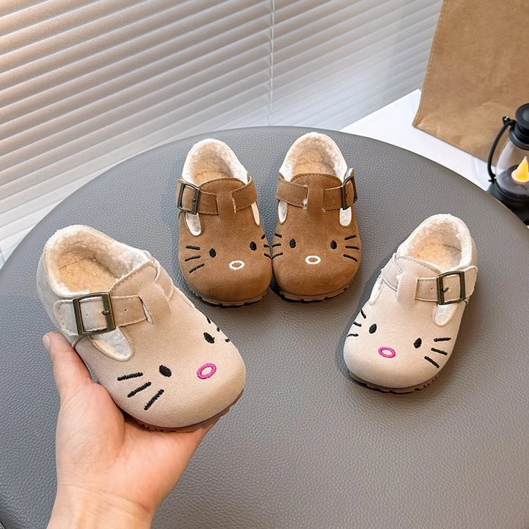 女童加绒保暖棉鞋2025冬季新款软底百搭宝宝豆豆鞋勃肯鞋AMT-A442