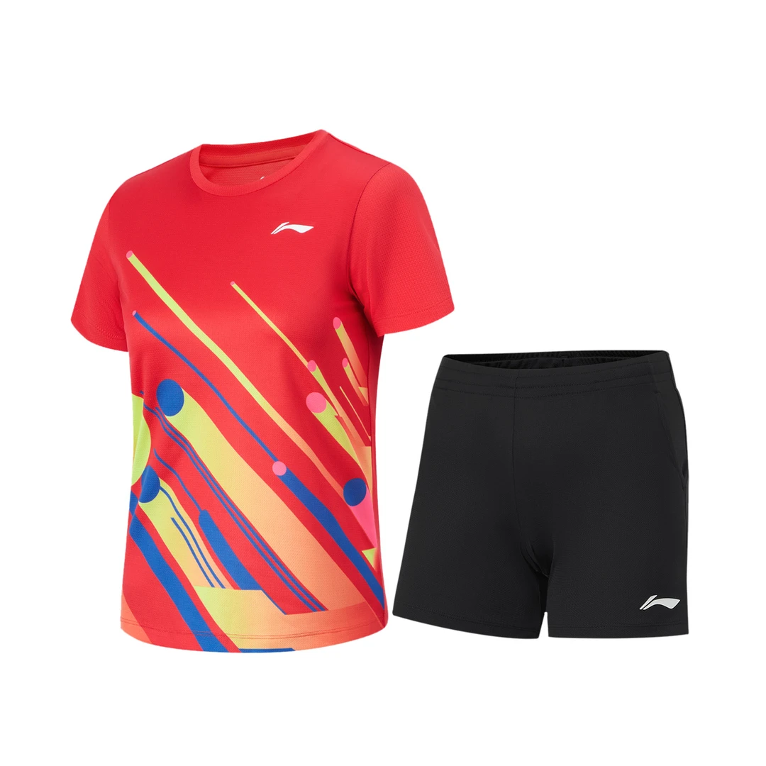 李宁乒乓球服套装男女速干专业比赛上衣透气运动短袖T恤短裤