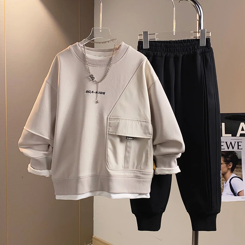 BCA中大童青少年春季假两件卫衣套装萌娃穿搭DF-套装3081