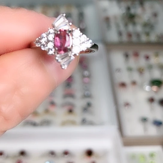 碧玺戒指银S925镶嵌