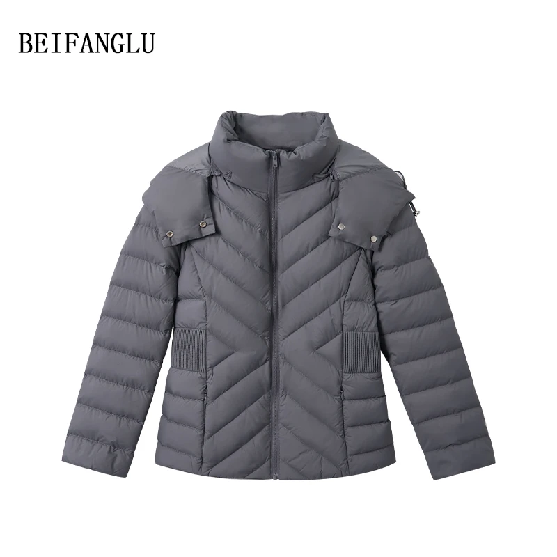 北方鹿【三星Downplus安心白鹅绒】秋冬修身显瘦连帽羽绒服女251318