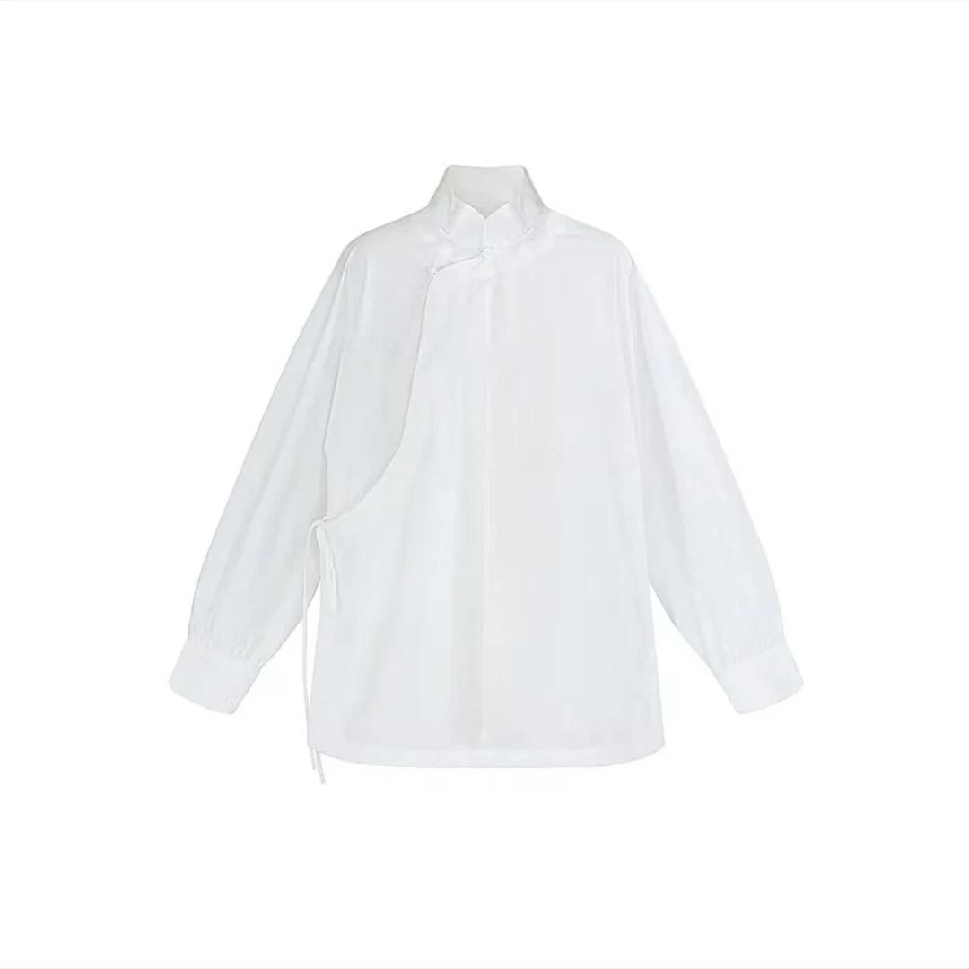 『绮翎Elegany 』百家服早春新款纯棉灯笼长袖百搭衬衫