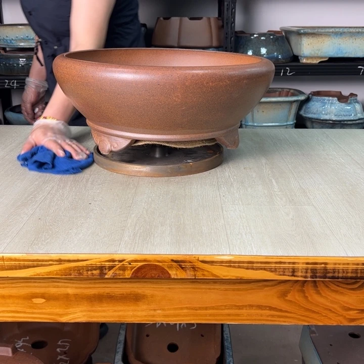 紫砂花盆高温原色窝口园盆外尺寸46*17