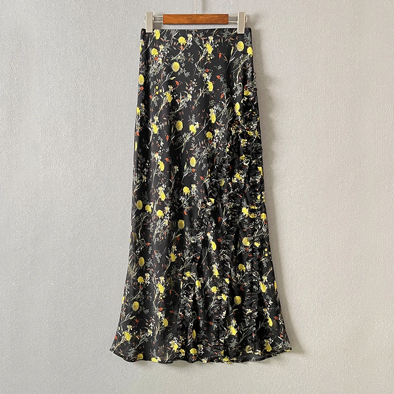 炎炎夏日仙气飘飘~轻薄透气乔其纱印花半裙立体花边松紧腰半身裙
