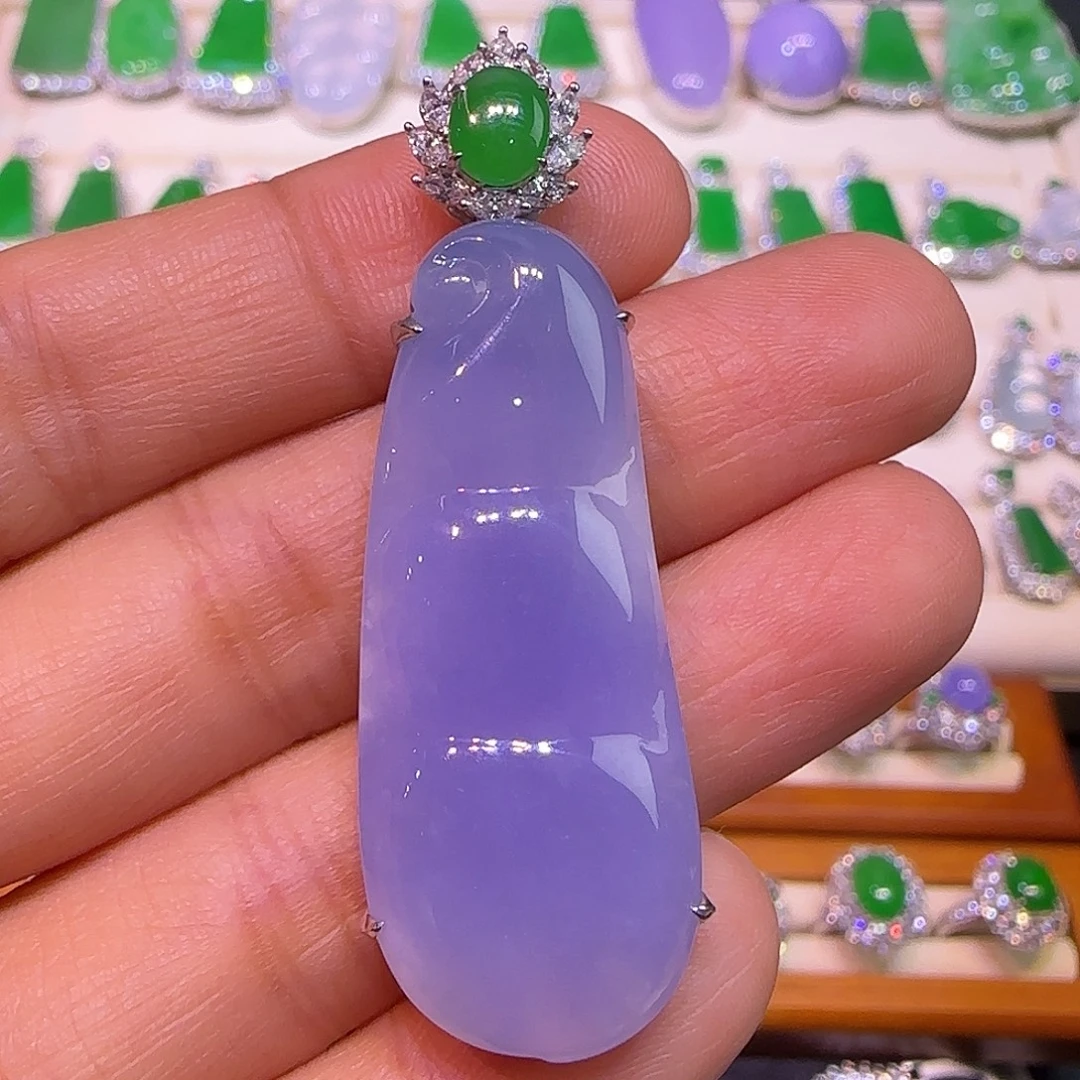 翡翠18K金镶嵌吊坠(不含链)