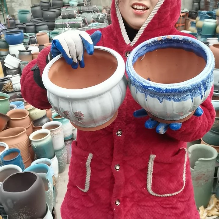 红陶口18高16瑕疵两个盆