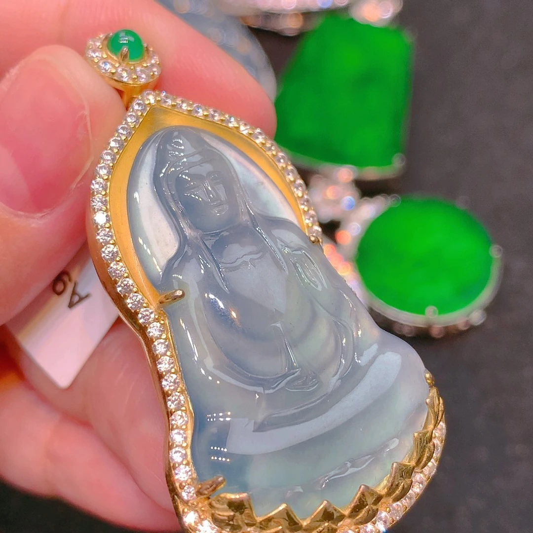 吊坠(不含链)银S925镶嵌翡翠翡翠