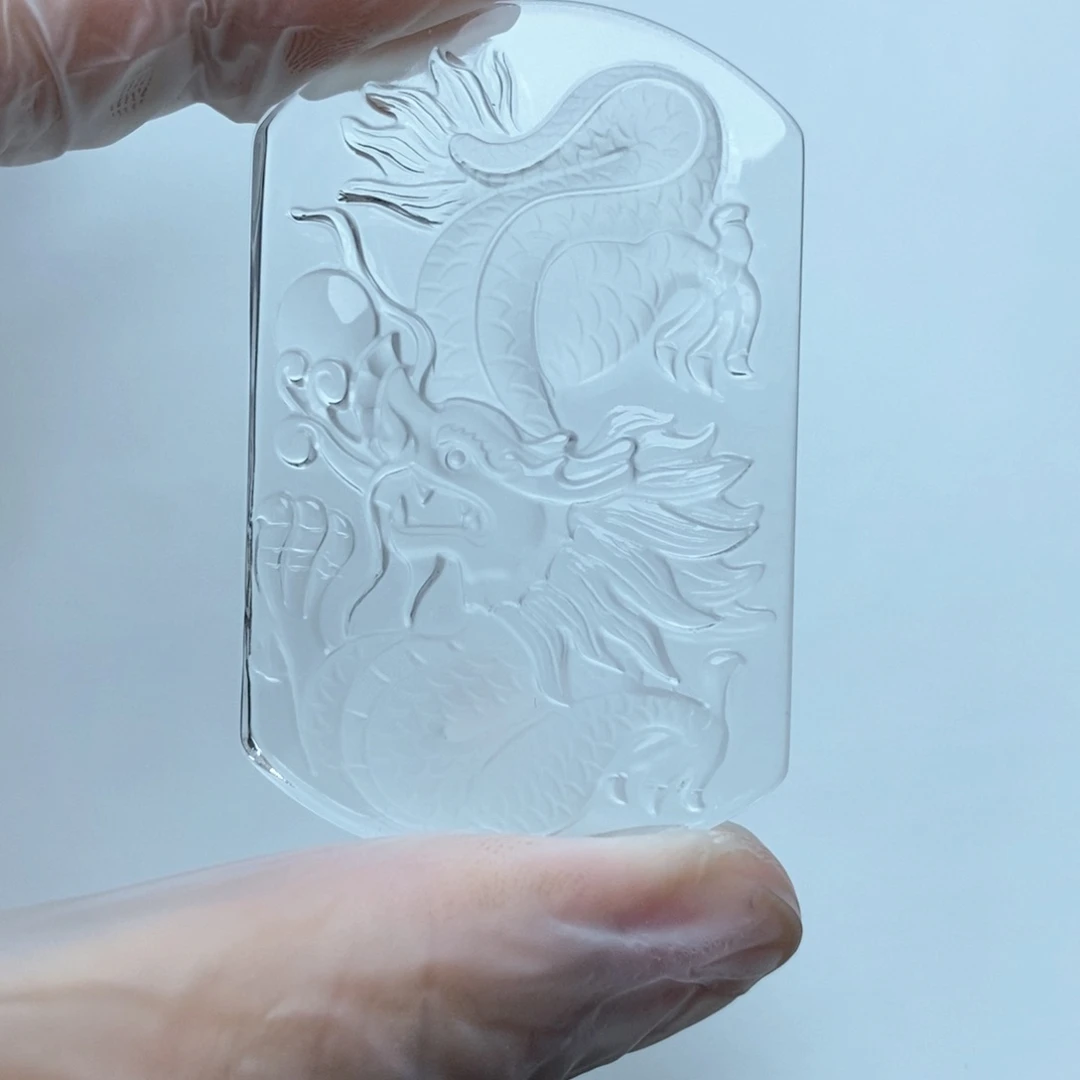 水晶颈饰未镶嵌白水晶龙牌吊坠