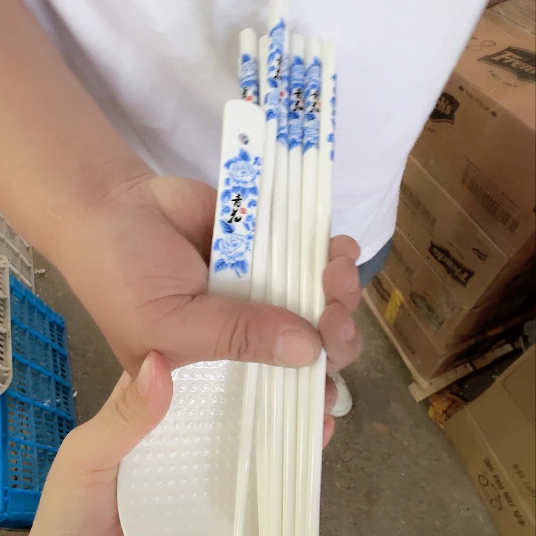瓷片景德镇陶瓷青花筷子10双加饭勺