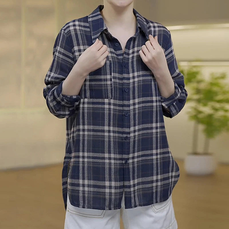 小众格纹polo领衬衫女洋气减龄上衣胖mm显瘦遮肉大码女装新款夏装