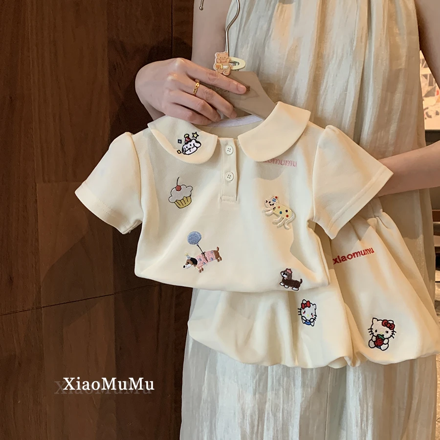 【现货】女童polo套装休闲2025新款夏装小童女宝宝幼儿园两件套