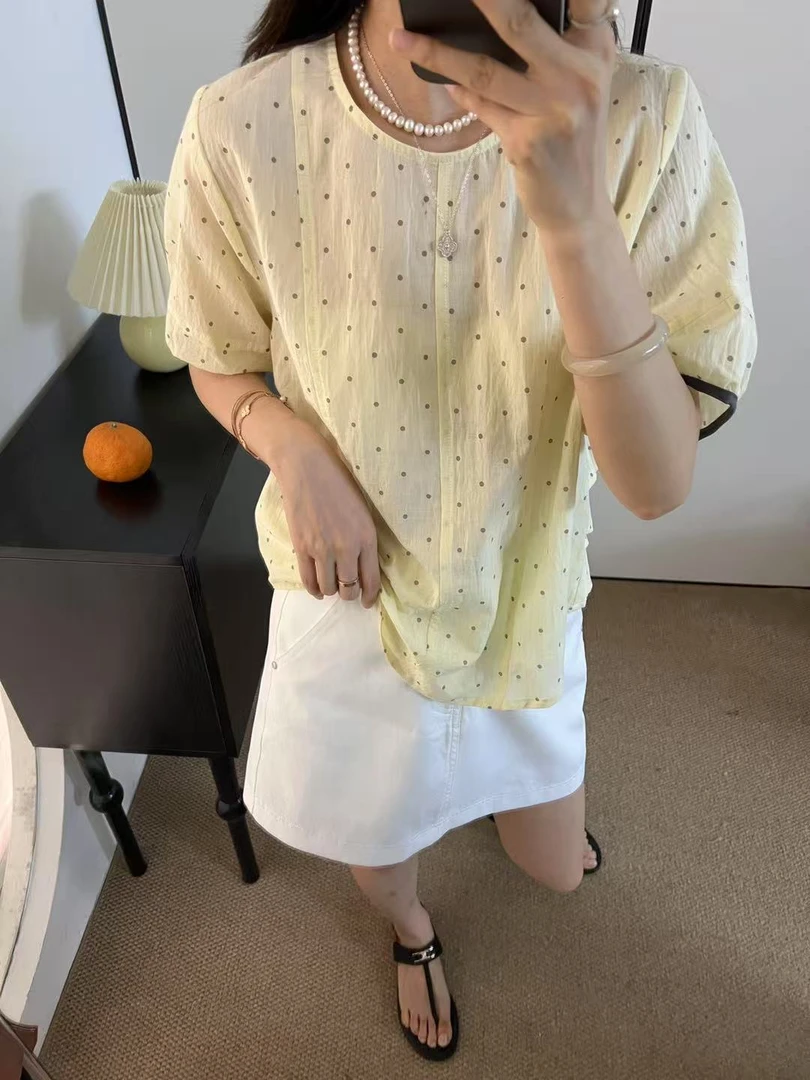 【H张小张CC】通勤百搭休闲款波点上衣78103