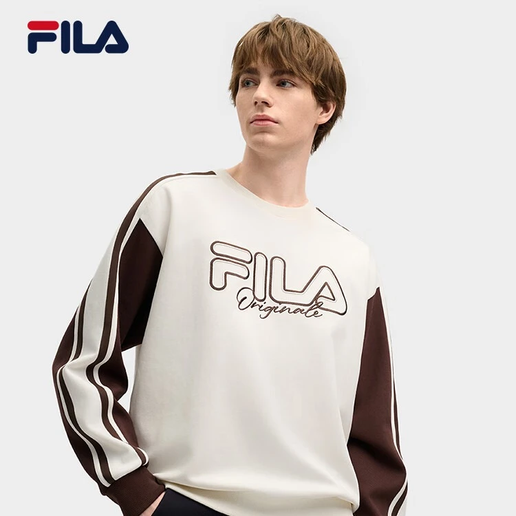 斐乐官方情侣针织套头衫25春新款休闲拼色宽松卫衣-F11M519202F