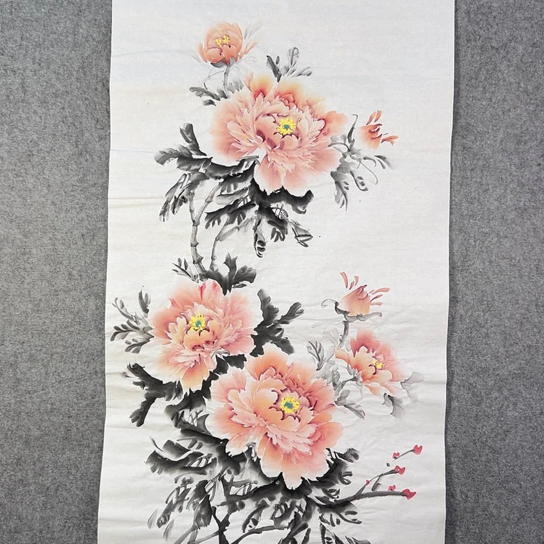 国画514 牡丹之花之叶的颜色