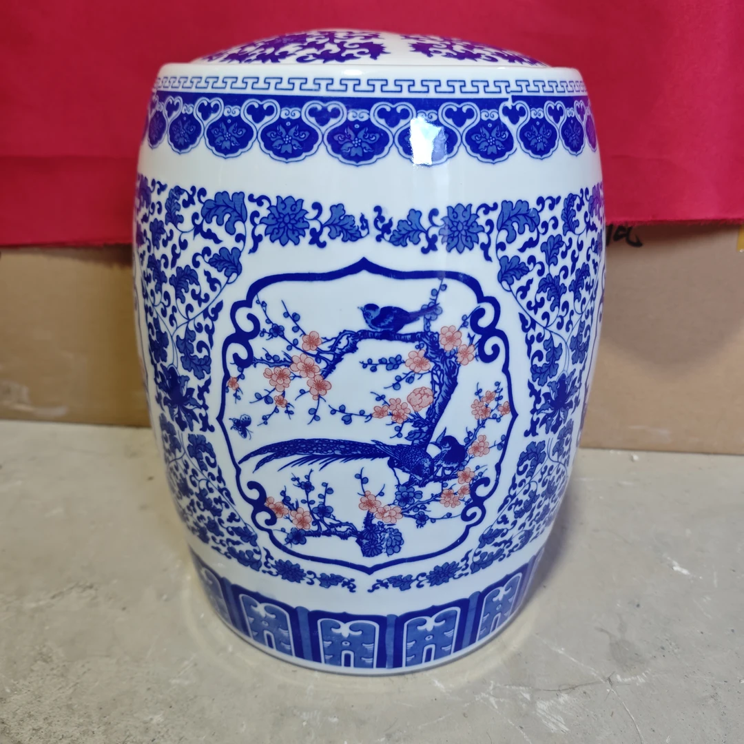 高度31口径21景德镇陶瓷青花四面开窗（新）20斤米缸245.