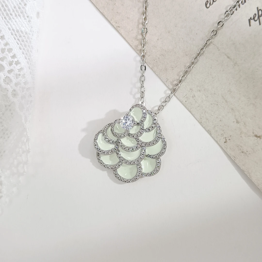 铜合金合成锆石项链 WJH-008839【叠梦浮光】项链百搭简约欧美