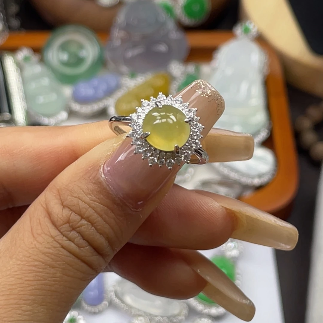 银S925镶嵌戒指翡翠戒指