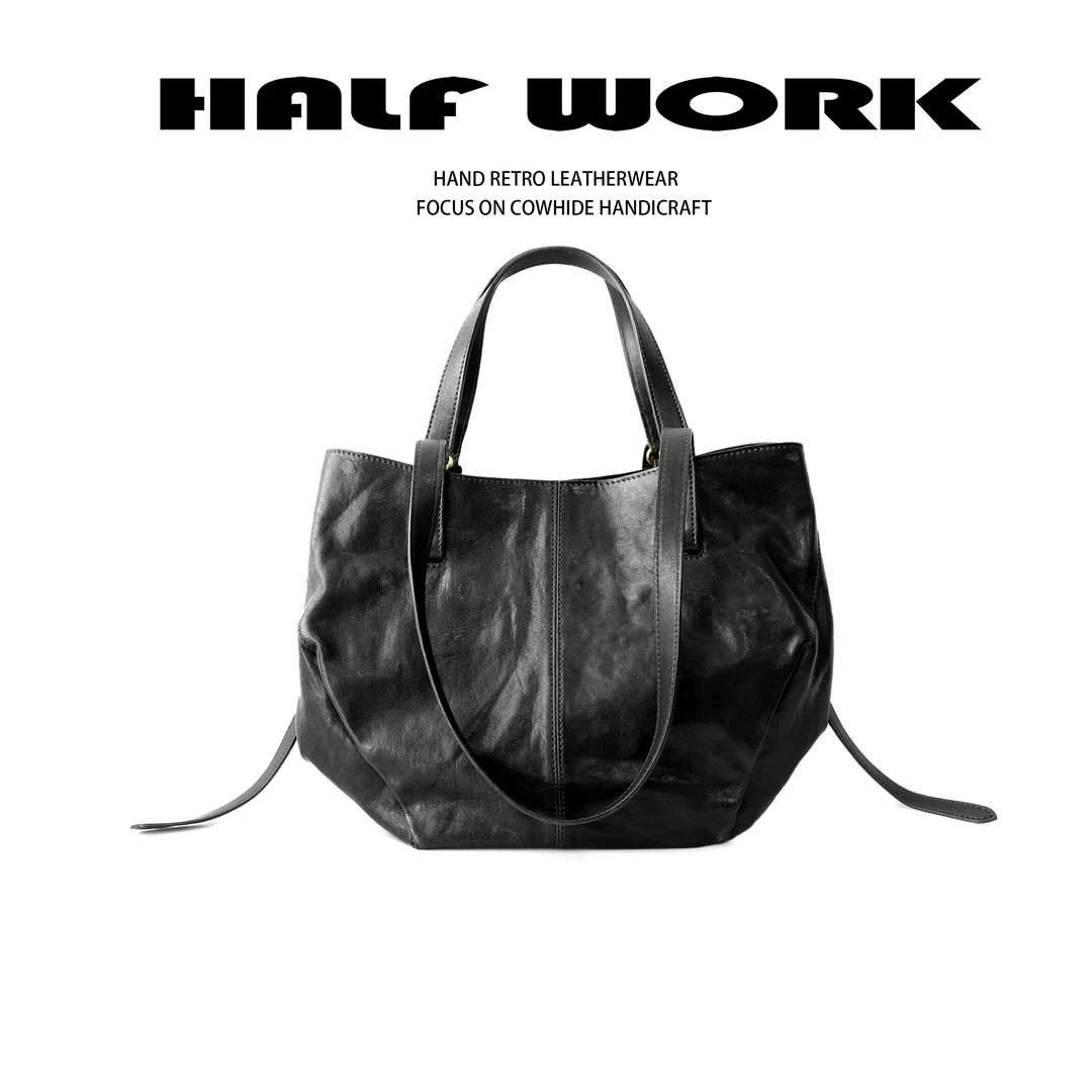 HALF WORK/伴工【新款】头层牛皮多功能大容量托特包 KB-3196