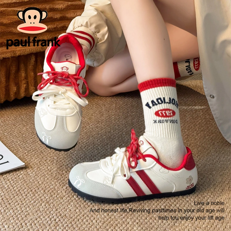 大嘴猴时尚女鞋新款春季百搭刺绣平底板鞋学生党内增高休闲德训鞋