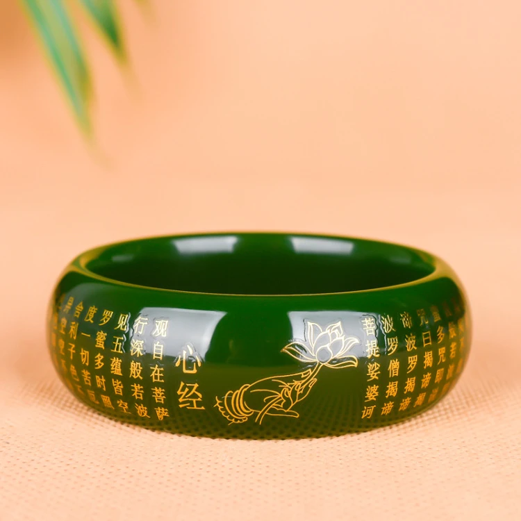 非金属合成锆石手镯  心经菠菜高品质精美美人镯