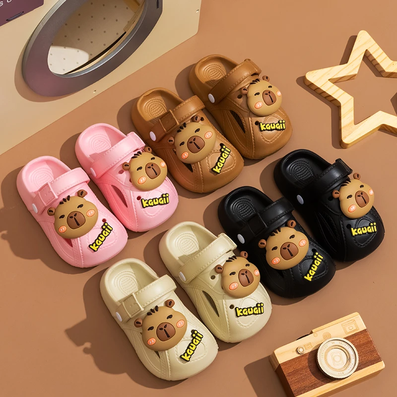 EVA无味儿童拖鞋夏季卡通软底防滑洞洞鞋室外沙滩男女宝宝亲子