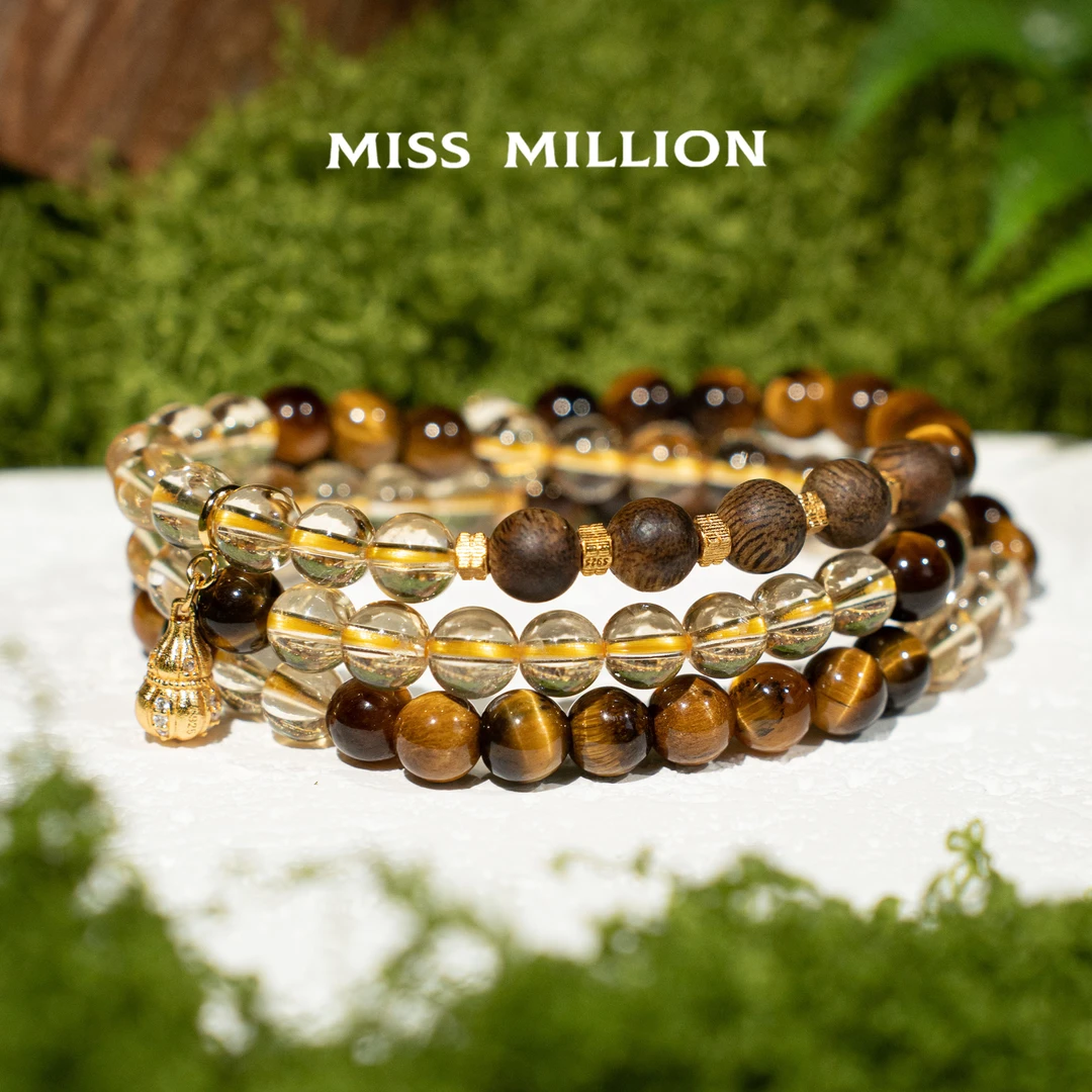 MM · 稳升 · 黄水晶&沉香&虎眼手链3圈 · 6mm（多样性）