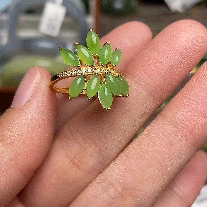 和田玉银S925镶嵌戒指