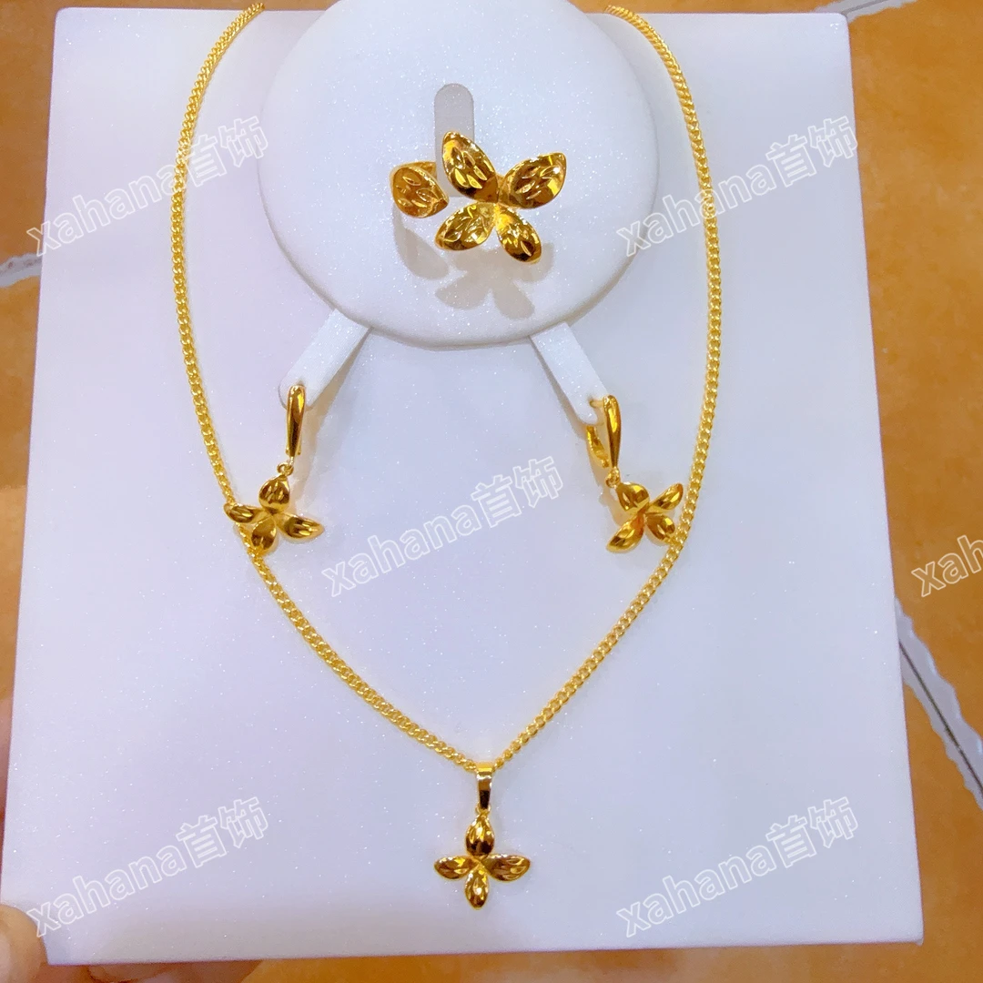 铜合金项链 新款时尚金子同款三件套首饰不易掉色精致百搭