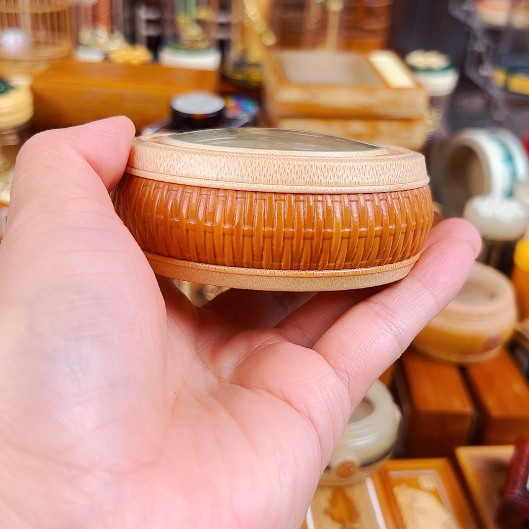 竹李*平橄榄竹编纹大万体一个