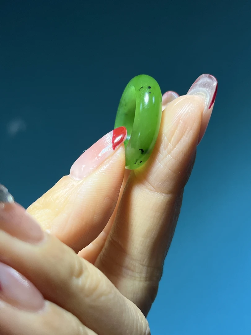 和田玉碧玉戒指17.3