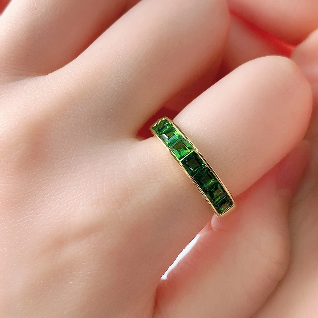 透辉石银S925镶嵌戒指09-2