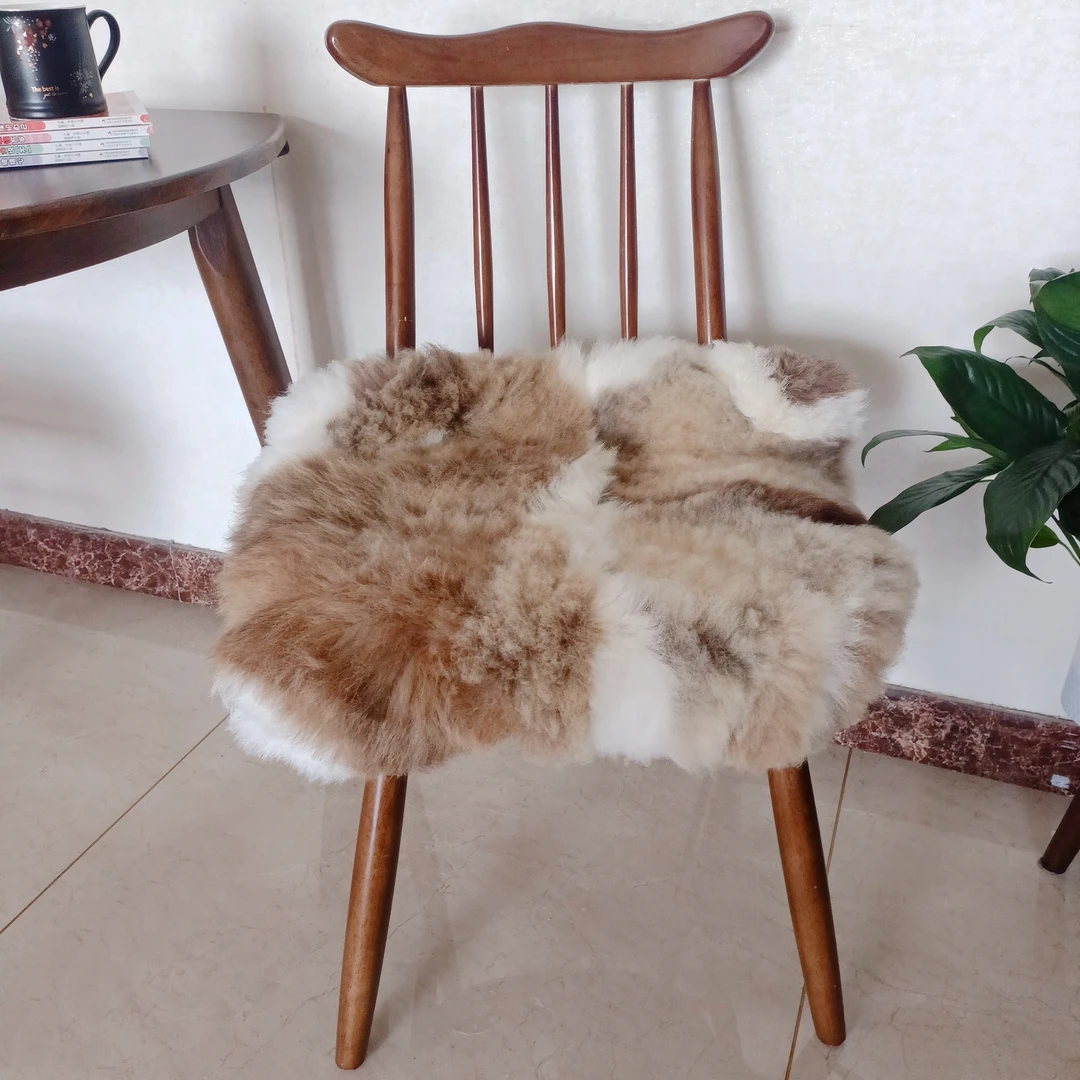 花色拼接纯羊皮垫子皮毛一体加厚保暖隔潮垫