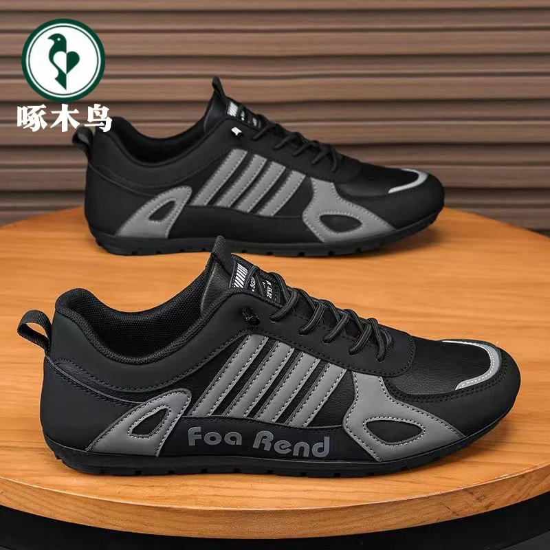 【正品】啄木鸟男鞋春夏新款透气一脚蹬休闲板鞋网红爆款防滑运动鞋