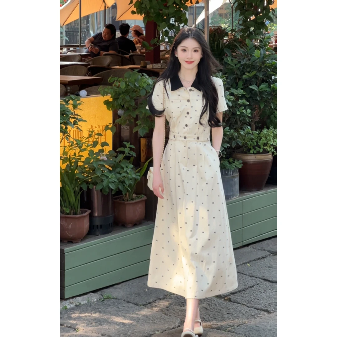 鹿向南【浪漫乐章】2025年夏季新款蝴蝶结连衣裙QJD00419