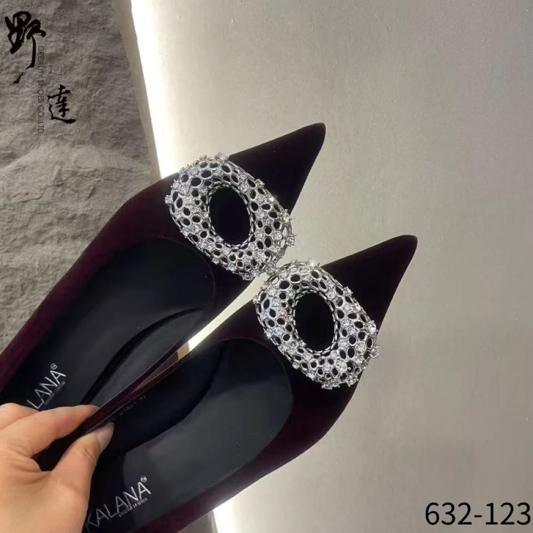 尖头常规款细跟高跟鞋耐磨泫雅风褶皱四季通用韩式