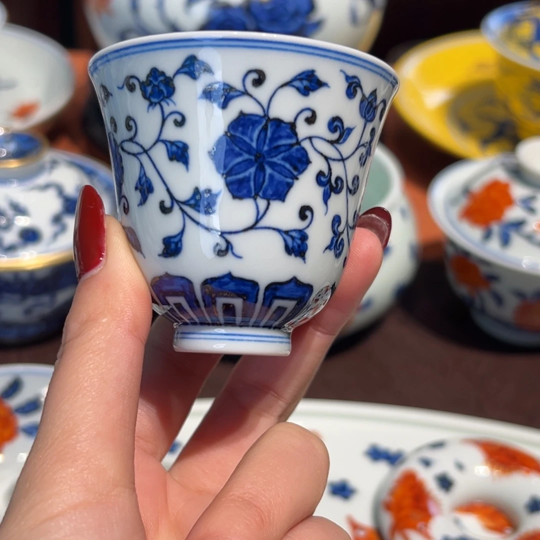 青花雯华堂手绘杯杯
