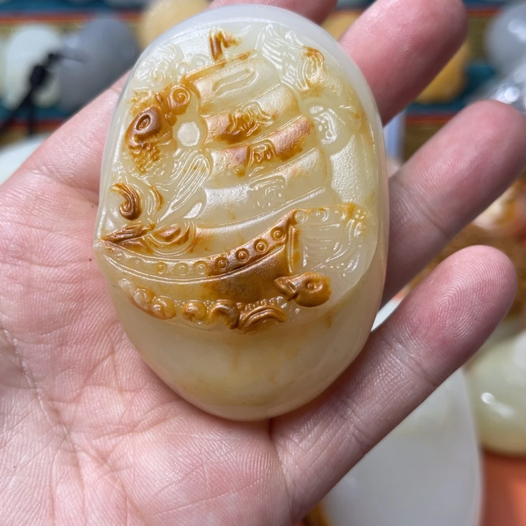 石材天然方解石手把件不退换