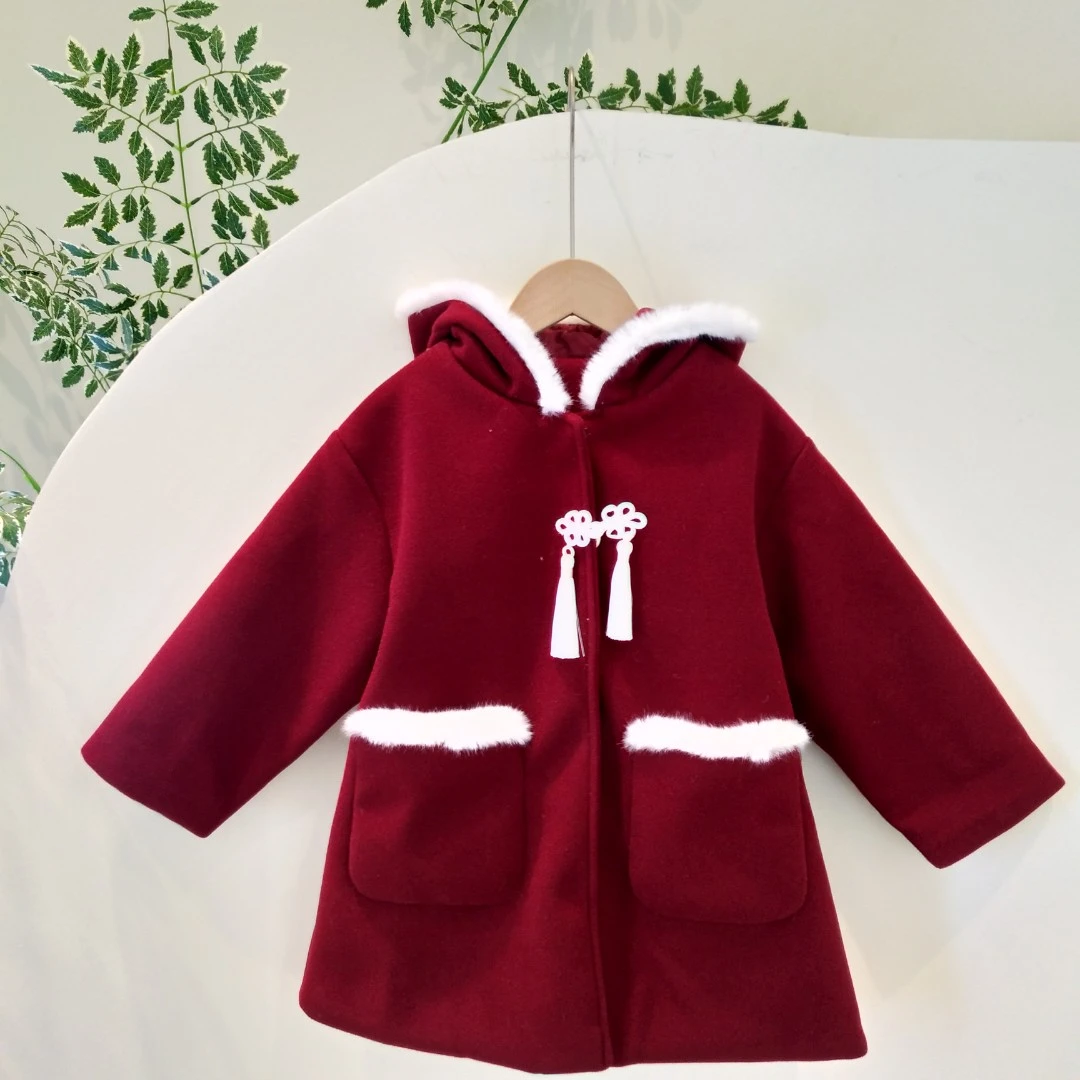 A 404944 复古盘扣呢大衣外套安蒂宝贝复古年款大外套拜年中国风