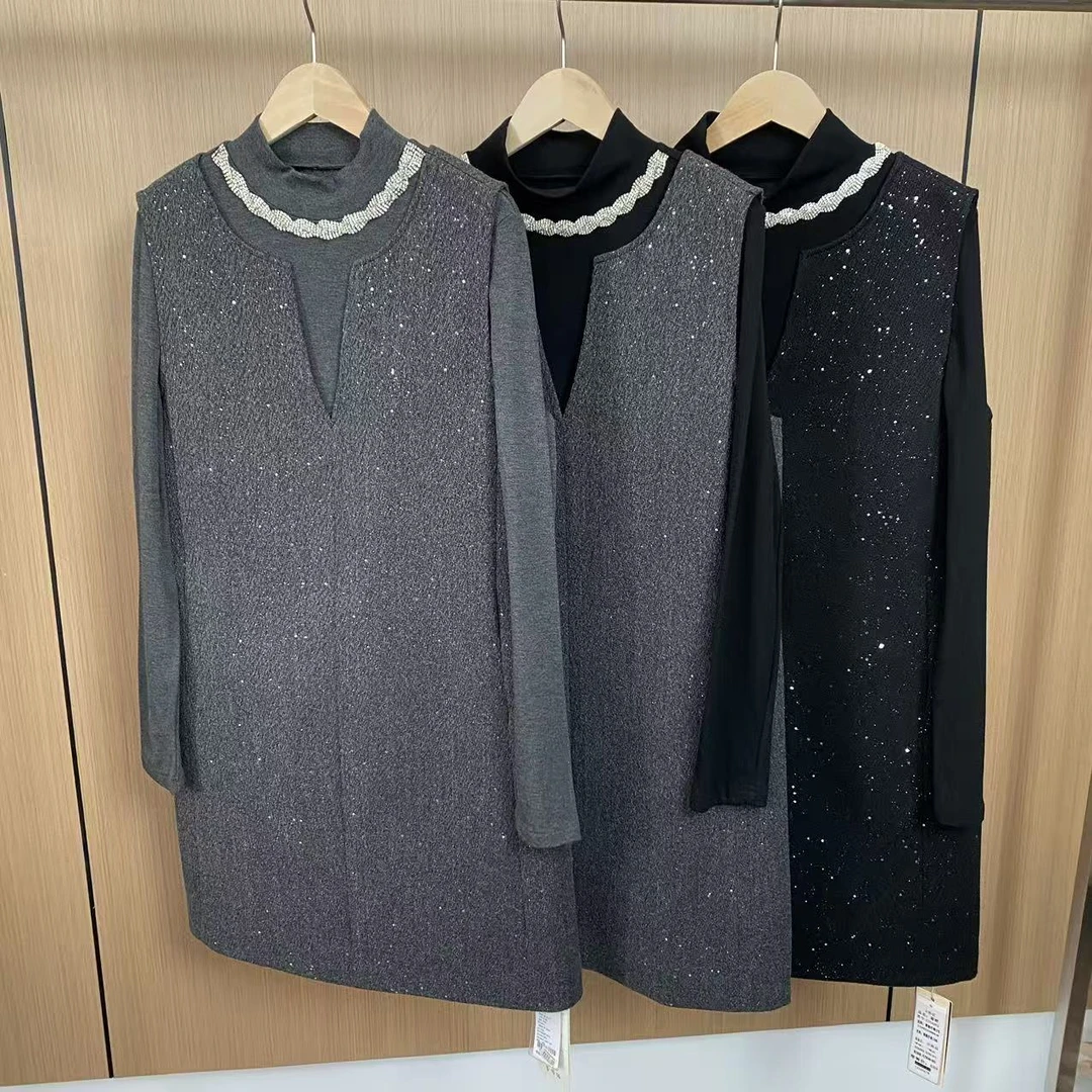 262原宿风森系小香风休闲风时尚套装针织黑色时尚连衣裙