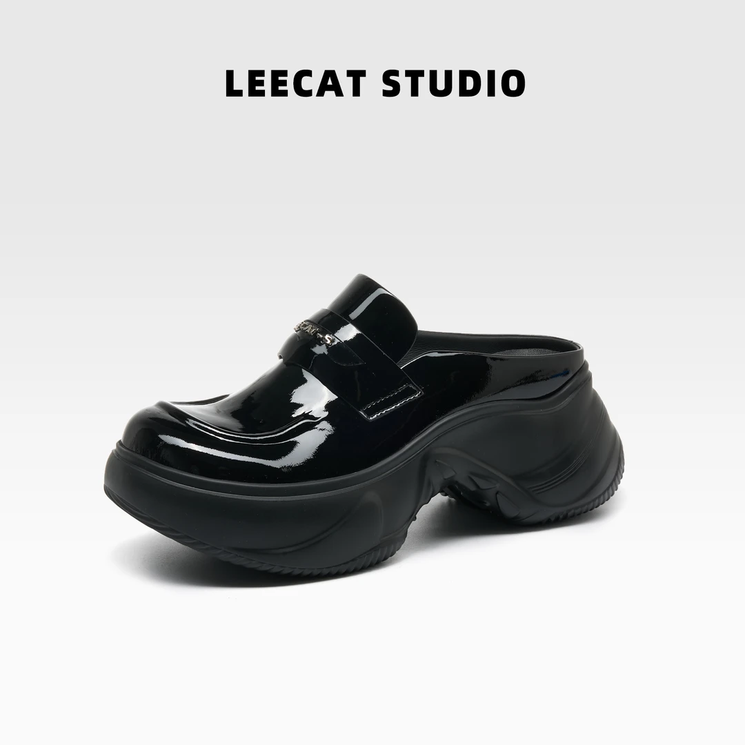 LeeCat Studio | 2025夏新款拖鞋真皮半拖厚底增高女鞋LES24A073