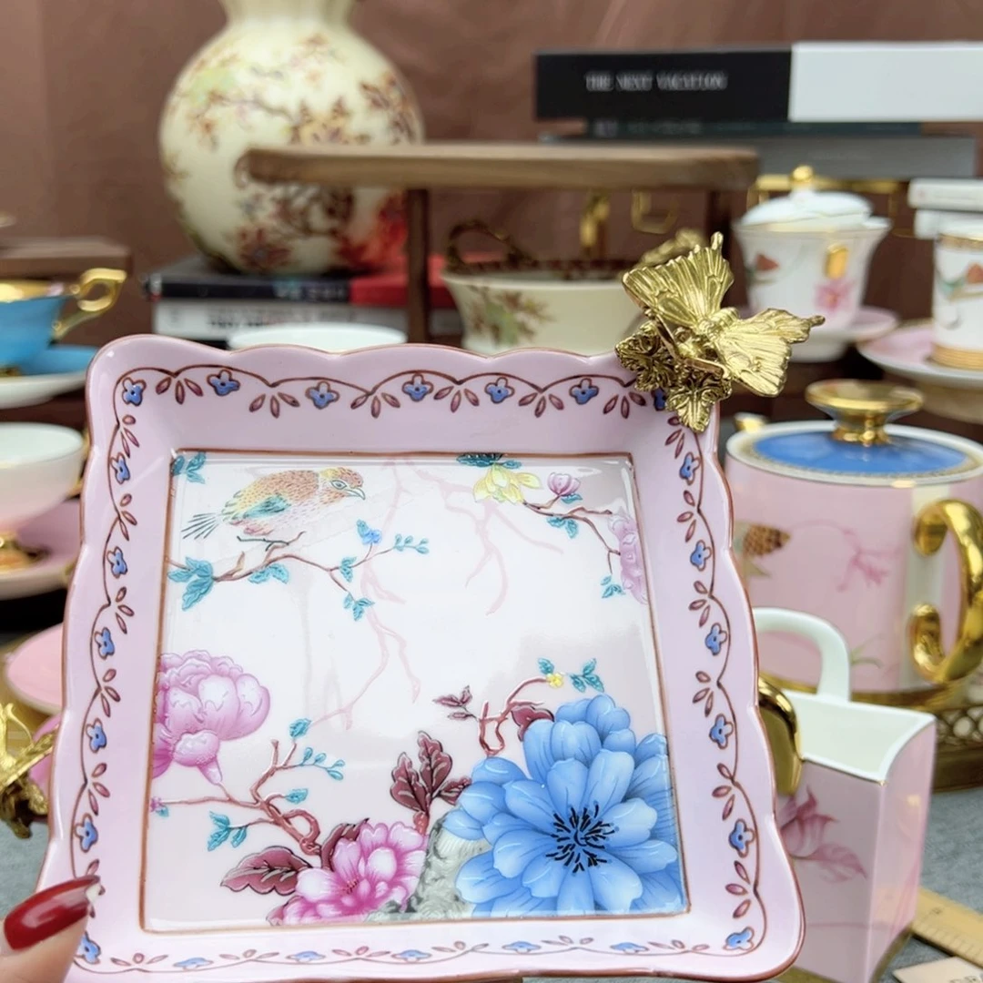 东顿专员小点心盘铜配瓷礼盒装瓷片